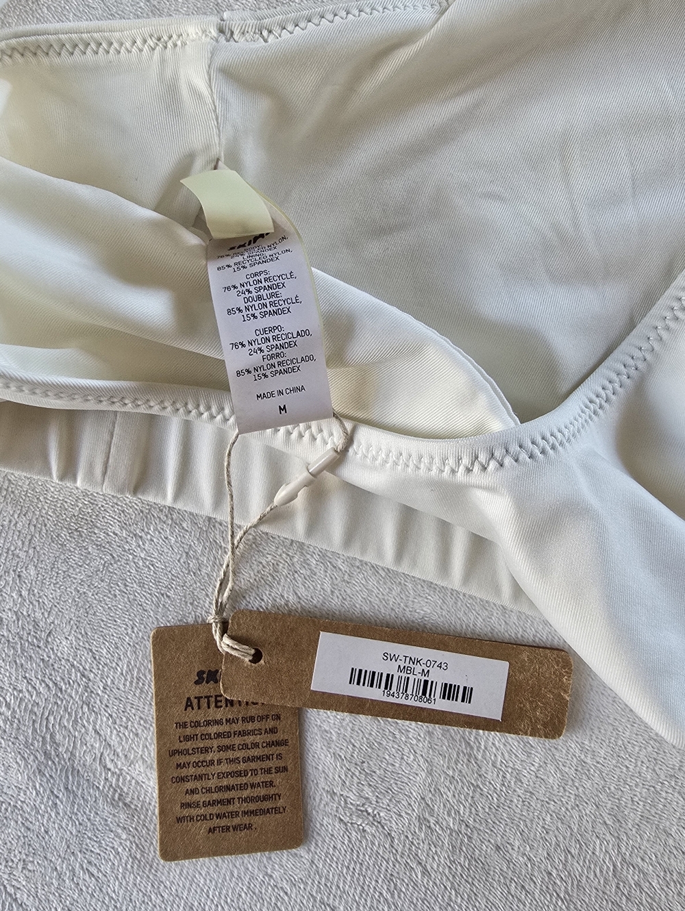 SKIMS▪️Recycled Swim Scoop Tank Bikini Top in Cotton - Picture 3 of 8